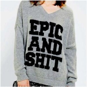 Sparkle & Fade Wool Sweater Gray Size Medium